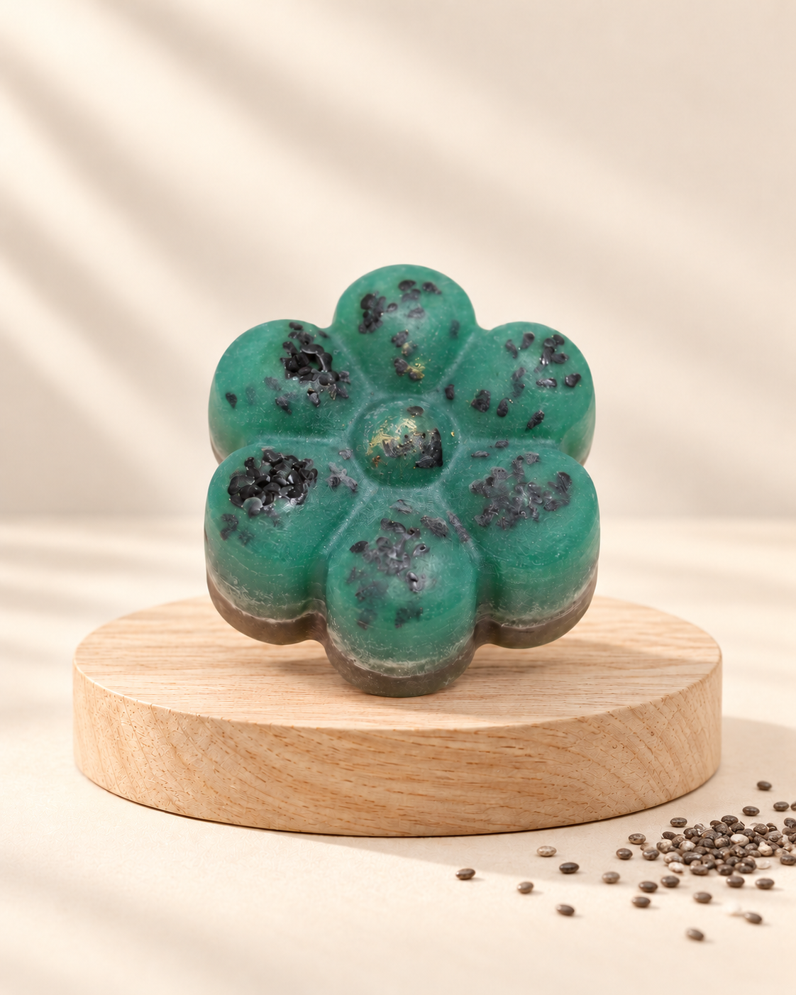 Green flower soap with chia seeds