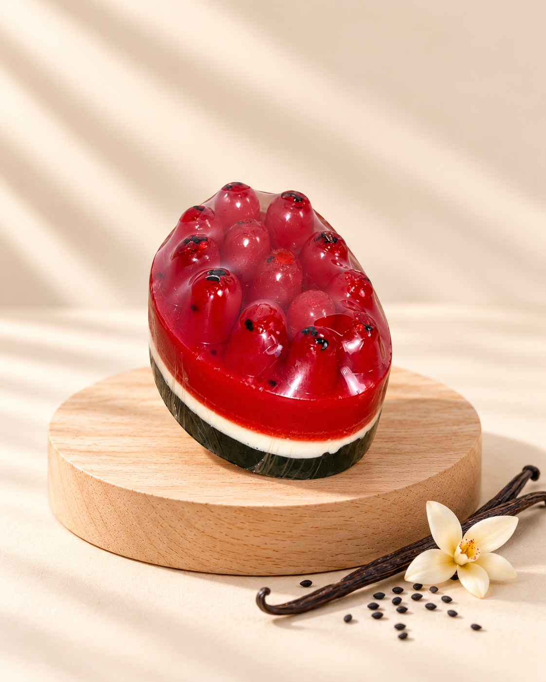 Watermelon-colour massage soap — nigella seeds and vanilla, 122 g